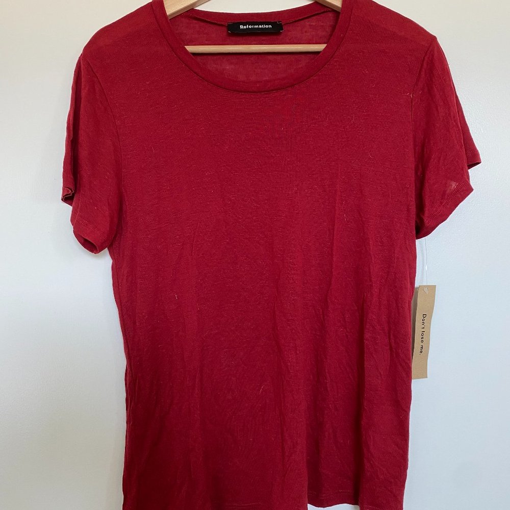 Reformation Burgundy Short Sleeve T-Shirt